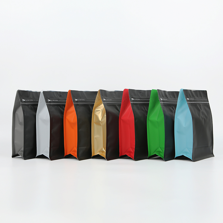 Black coffee bags with colorful gusset