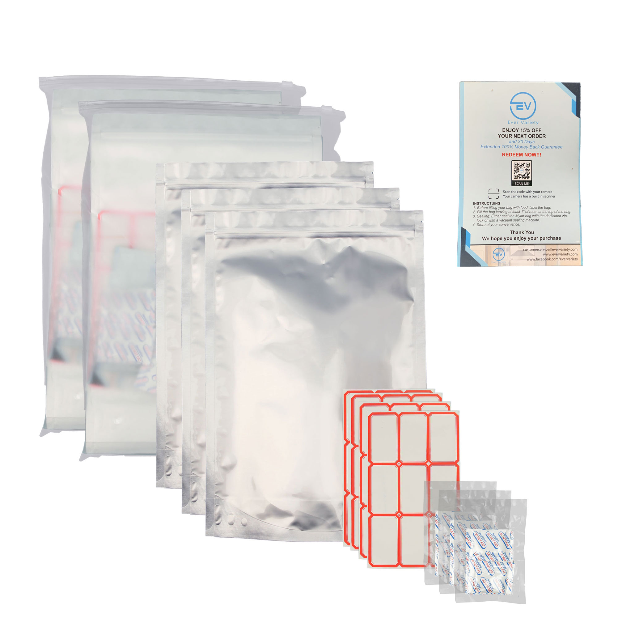 Clear Front Reclosable Airtight Mylar Bags